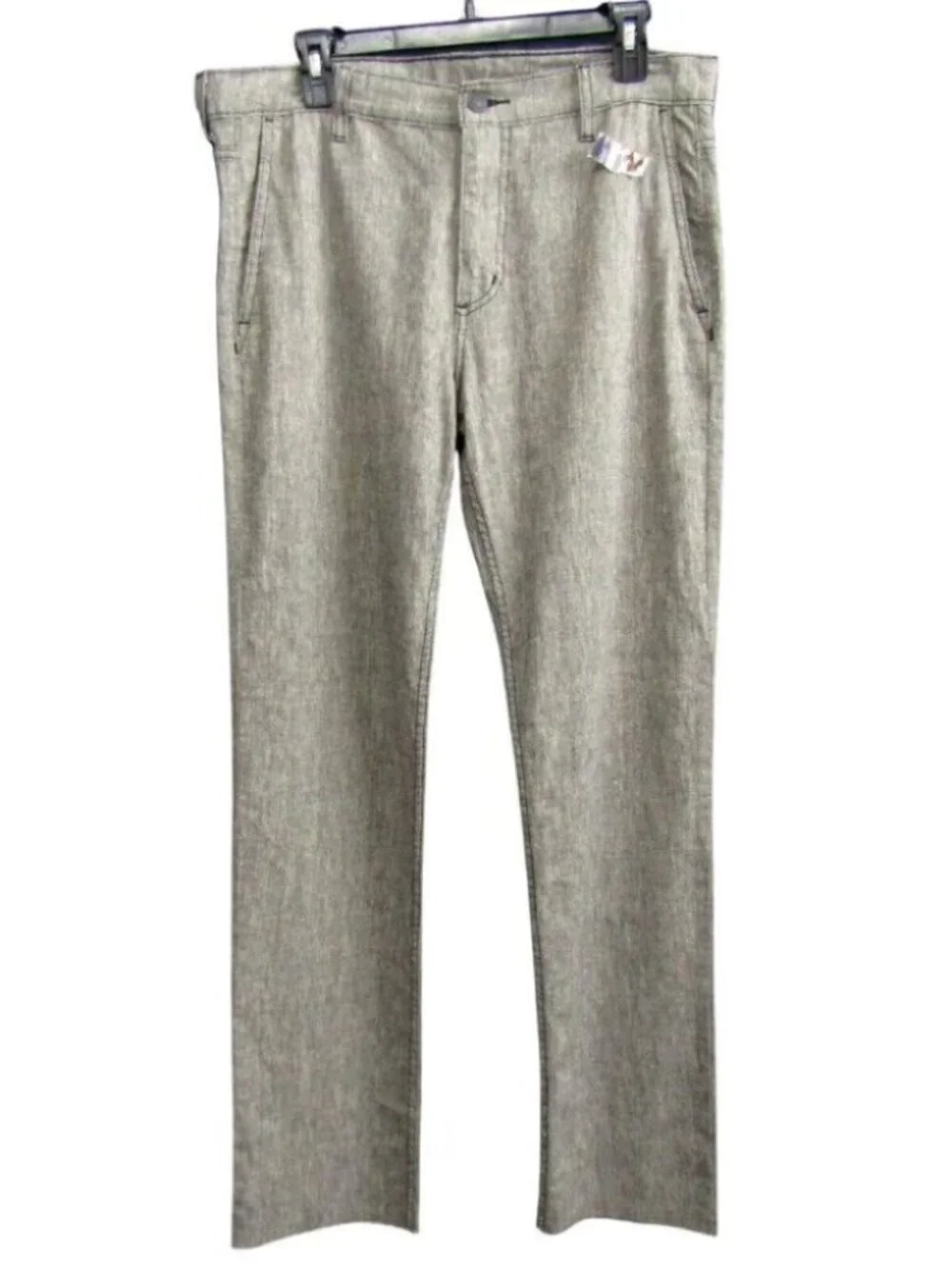 Levis Linen Cotton Blend Pants Mens 31 Measure 33 x 29 Black Beige Raw Hem New